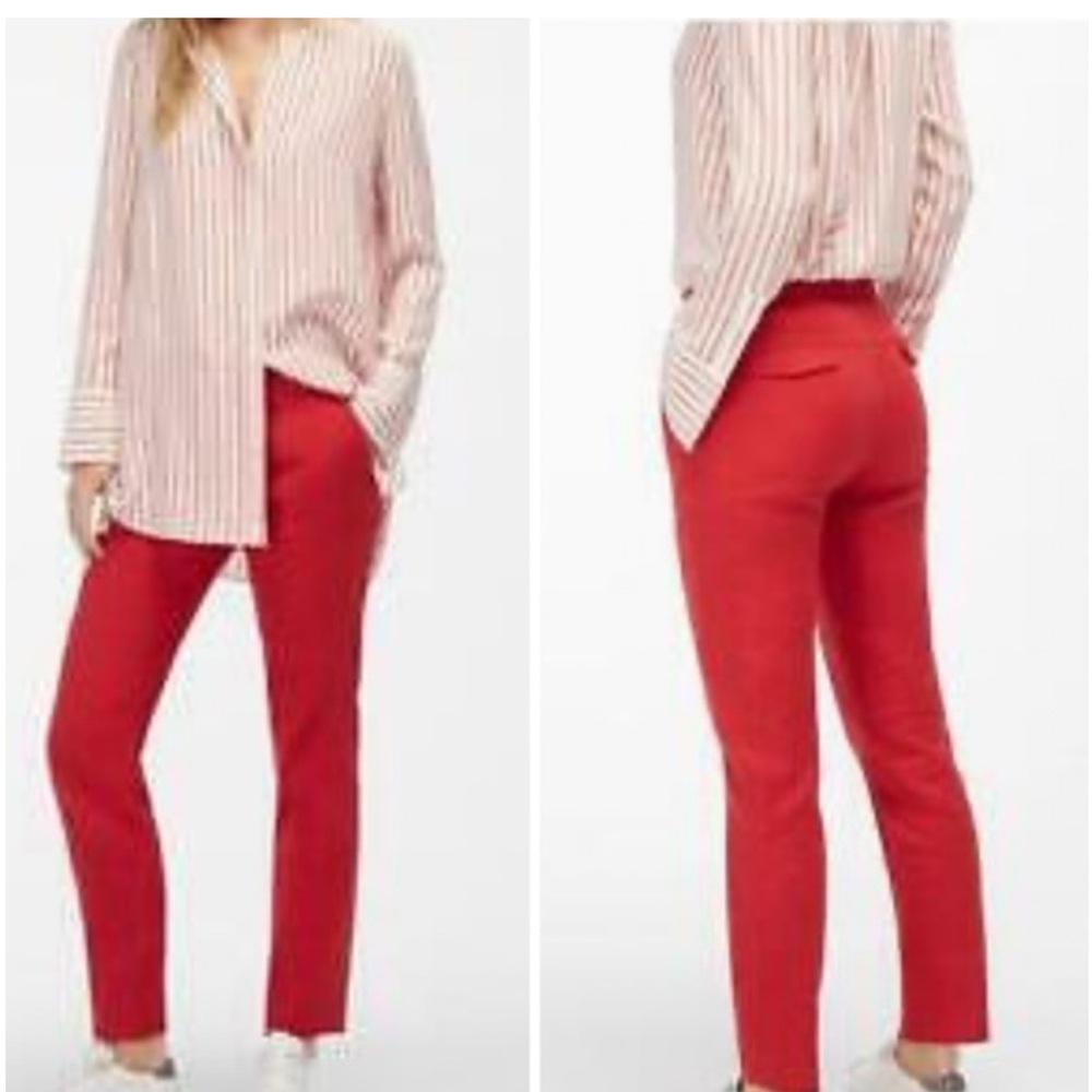 Massimo Dutti Red Slim Ankle Pants